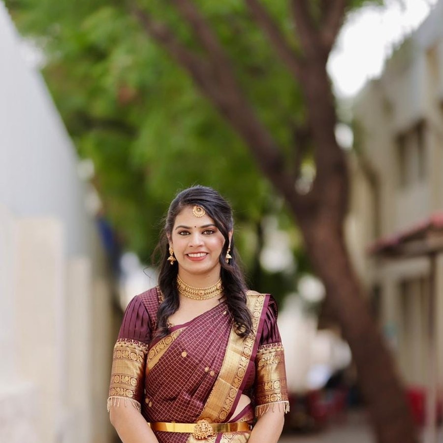 Custom-stitched silk saree blouse by Hello Beautiful Boutique